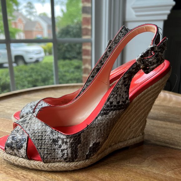 Audrey Brooke Eddie Snake Print Wedges Size 8.5M - Picture 2 of 5